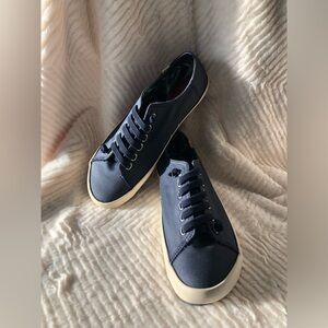 Men’s Camper Navy Canvas Low-Top Sneakers with Cream Sole